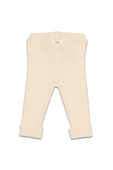 Legging bébé pour idée cadeaux de naissance original - Buho - Legging en Maille Côtelée Ecru en coton bio - Photo 2