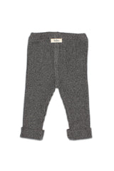 Legging bébé pour idée cadeaux de naissance original - Buho - Legging en Maille Côtelée Gris en coton bio - Photo 3
