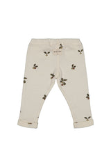 Legging bébé pour idée cadeaux de naissance original - Studio Bohème - Legging Rom Pom Petites Prunes Ecru en coton bio - Photo 3