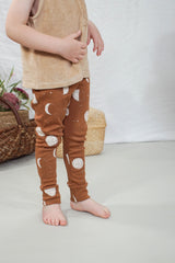 Legging bébé pour idée cadeaux de naissance original - Minabulle - Legging Alba Cannelle Imprimé Lunes en coton bio - Photo 3