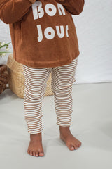 Legging bébé pour idée cadeaux de naissance original - Minabulle - Legging Alba à Rayures Cannelle en coton bio - Photo 3