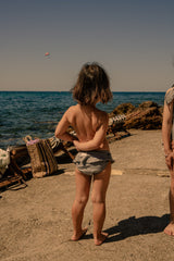 Culotte de Maillot de Bain Mimi Poisson Boule Bleu Gris