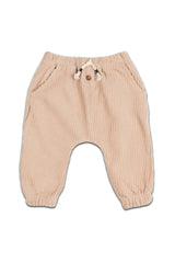 Pantalon bébé pour cadeau de naissance original - Buho - Pantalon en Velours Côtelé Beige en coton bio - Photo 1