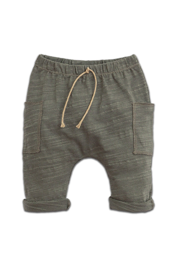Pantalon bébé pour cadeau de naissance original - Play Up - Pantalon avec Poches Latérales Kaki en coton bio - Photo 1