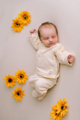 Pochon de Naissance (pull, legging & bonnet) Beige