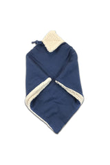 Poncho bébé pour idée cadeaux de naissance original - Petit Pote - Poncho Evolutif Double-Gaze Bleu Indigo & Sherpa Ecrue en coton bio - Photo 2