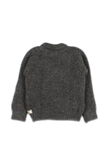 Pull bébé pour idée cadeaux de naissance original - Buho - Pull en Tricot Point de Riz Gris Anthracite en coton bio - Photo 2