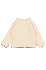 Pull bébé pour cadeau de naissance original - Buho - Pull Col Rond en Tricot Ecru en coton bio - Photo 1