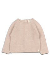 Pull bébé pour cadeau de naissance original - Buho - Pull Tricoté en Coton Bio Sesame Beige en coton bio - Photo 1