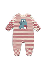 Pyjama bébé pour cadeau de naissance original - La Queue Du Chat - Pyjama Les Inséparables Rayures Rouges en coton bio - Photo 1