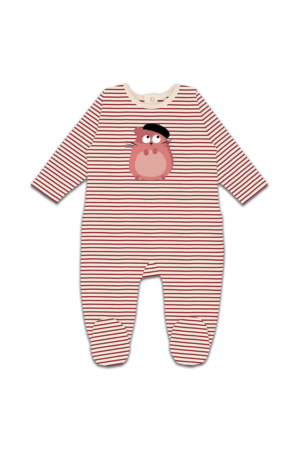 Pyjama Bébé Coton Bio - La Queue Du Chat - Hamster Rayures Rouges – Pépites