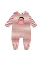 Pyjama bébé pour idée cadeaux de naissance original - La Queue Du Chat - Pyjama P'tit Hamster Rayures Rouges en coton bio - Photo 2