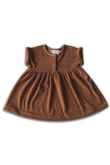 Robe bébé pour cadeau de naissance original - Minabulle - Robe Nora en Eponge Cannelle en coton bio - Photo 1