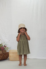 Robe bébé pour idée cadeaux de naissance original - Minabulle - Robe Nora en Eponge Kaki en coton bio - Photo 3