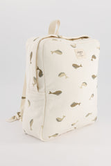 Sac à Dos Imprimé Baleineaux Ecru