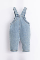 Salopette bébé pour idée cadeaux de naissance original - Play Up - Salopette en Jeans avec Boutons Coco Bleu Clair en coton bio - Photo 2