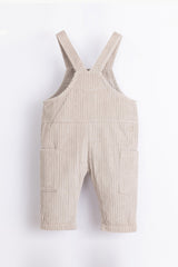 Salopette bébé pour idée cadeaux de naissance original - Play Up - Salopette en Velours Côtelé Beige en coton bio - Photo 2