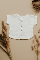 Blouse bébé pour idée cadeaux de naissance original - Paulin - Blouse Aimé Crème en coton bio - Photo 3