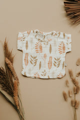 Blouse bébé pour idée cadeaux de naissance original - Paulin - Blouse Aimé Feuilles Ocre en coton bio - Photo 5