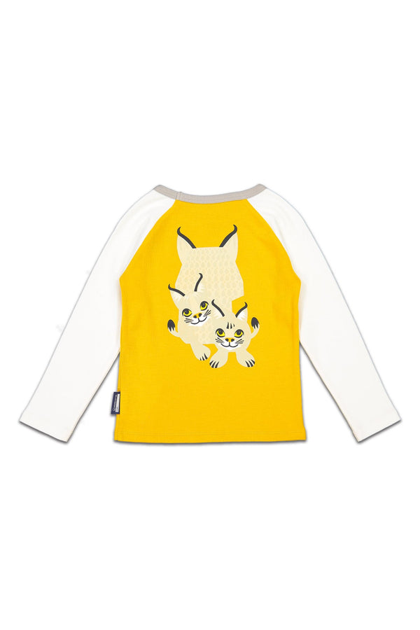 T-Shirt ML bébé pour idée cadeaux de naissance original - Coq en Pâte - T-Shirt Lynx Jaune Miel en coton bio - Photo 2