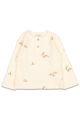 T-Shirt ML bébé pour cadeau de naissance original - Buho - Tee-Shirt à Manches Longues Imprimé Lapins Ecru en coton bio - Photo 1