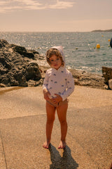 Anti-UV-Schwimm-T-Shirt mit langen Ärmeln und Kapuze Janeiro White Ball Fish