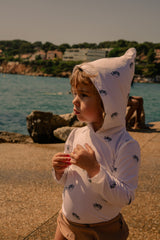 Anti-UV-Schwimm-T-Shirt mit langen Ärmeln und Kapuze Janeiro White Ball Fish