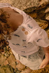 Kurzärmliges Anti-UV-Schwimm-T-Shirt Rio White Fish Ball