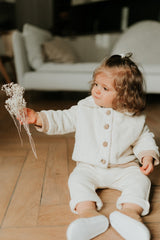 Veste bébé pour idée cadeaux de naissance original - Paulin - Veste Luison Crème en coton bio - Photo 2