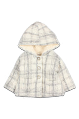 Veste bébé pour cadeau de naissance original - Buho - Veste à Capuche Carreaux Gris en coton bio - Photo 1
