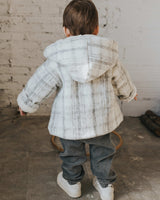 Veste bébé pour idée cadeaux de naissance original - Buho - Veste à Capuche Carreaux Gris en coton bio - Photo 5