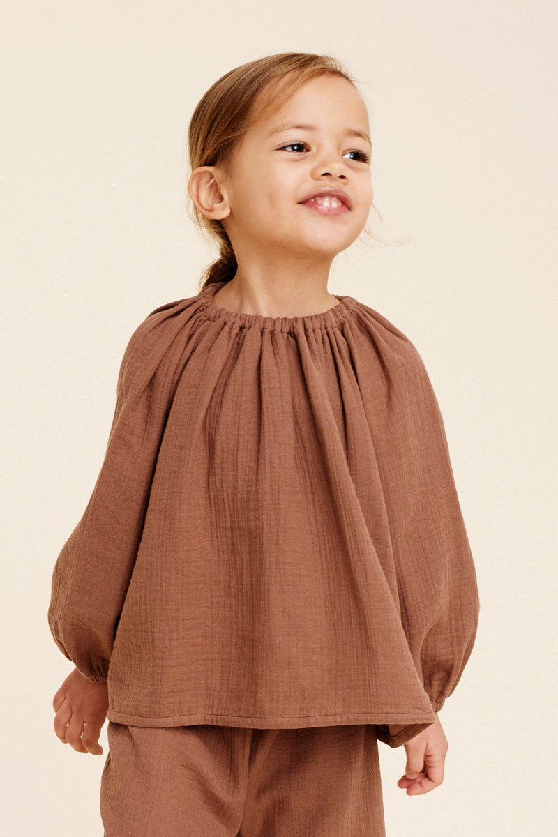 Blouse Bébé en Coton Bio -  LiiLU  -  Blouse Liilu Chocolat Marron - Photo 2