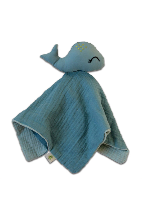 Doudou bébé pour cadeau de naissance original - aPunt Barcelona - Doudou en Coton Bio Baleine Bleu en coton bio - Photo 1