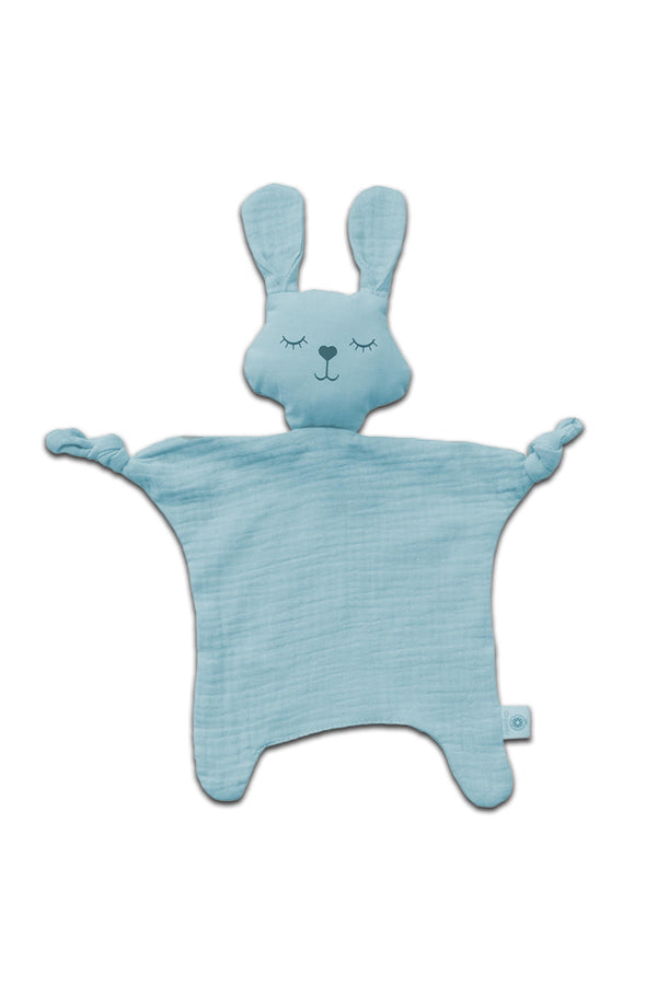 Doudou bébé pour cadeau de naissance original - aPunt Barcelona - Doudou en Coton Bio Lapin Bleu en coton bio - Photo 1