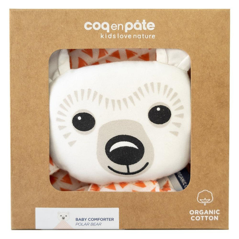 Doudou bébé pour idée cadeaux de naissance original - Coq en Pâte - Doudou en Coton Bio Ours Polaire Orange en coton bio - Photo 3