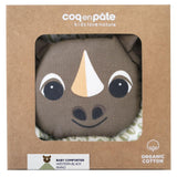 Doudou bébé pour idée cadeaux de naissance original - Coq en Pâte - Doudou en Coton Bio Rhinocéros Vert en coton bio - Photo 3