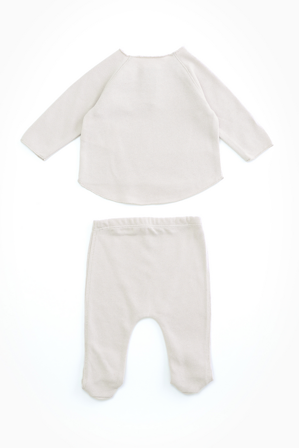 Pyjama bébé pour idée cadeaux de naissance original - Play Up - Ensemble Pyjama Jersey Ecru en coton bio - Photo 2