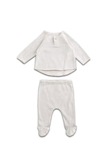 Pyjama bébé pour cadeau de naissance original - Play Up - Ensemble Pyjama Jersey Ecru en coton bio - Photo 1