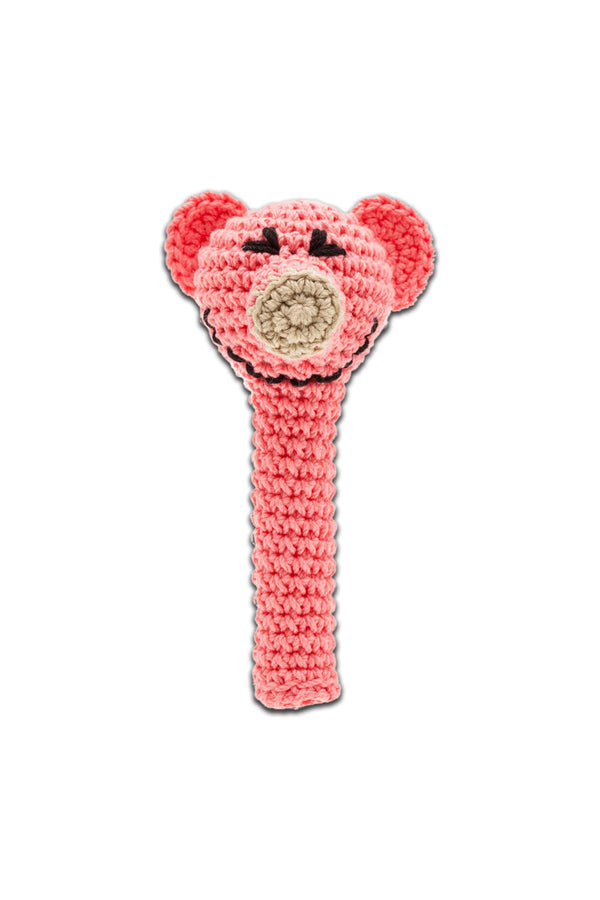 Hochet bébé pour cadeau de naissance original - aPunt Barcelona - Hochet en Crochet Cochon Rose en coton bio - Photo 1