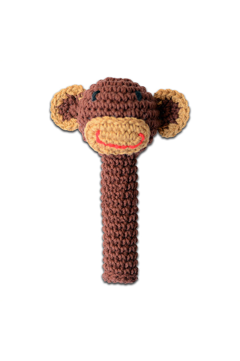 Hochet bébé pour cadeau de naissance original - aPunt Barcelona - Hochet en Crochet Singe Marron en coton bio - Photo 1