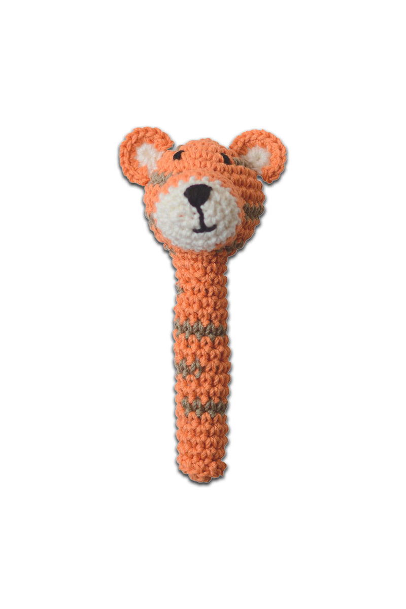 Hochet bébé pour cadeau de naissance original - aPunt Barcelona - Hochet en Crochet Tigre Orange en coton bio - Photo 1
