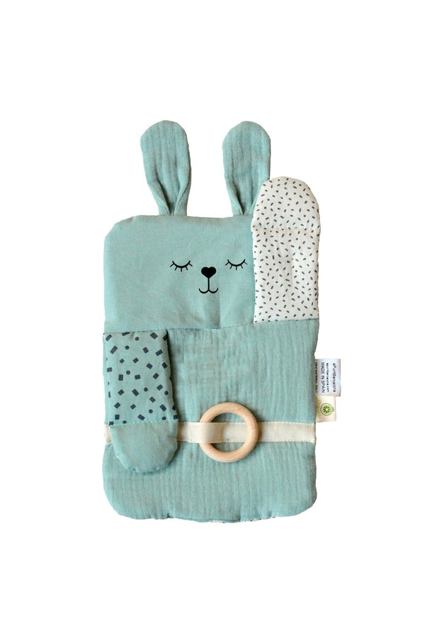 Jeu d'éveil bébé pour idée cadeaux de naissance original - aPunt Barcelona - Jeu d'éveil Sensoriel Lapin Bleu en coton bio - Photo 2