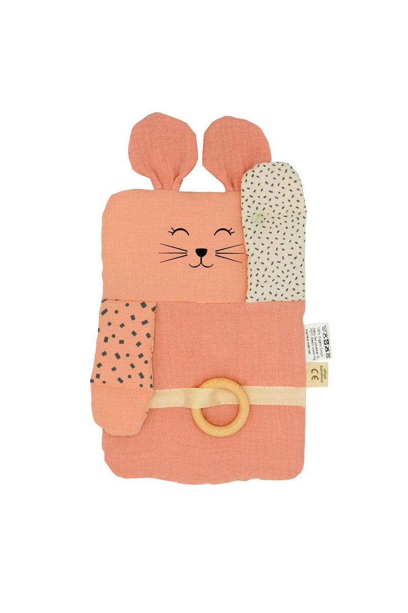 Jeu d'éveil bébé pour idée cadeaux de naissance original - aPunt Barcelona - Jeu d'éveil Sensoriel Souris Rose en coton bio - Photo 2