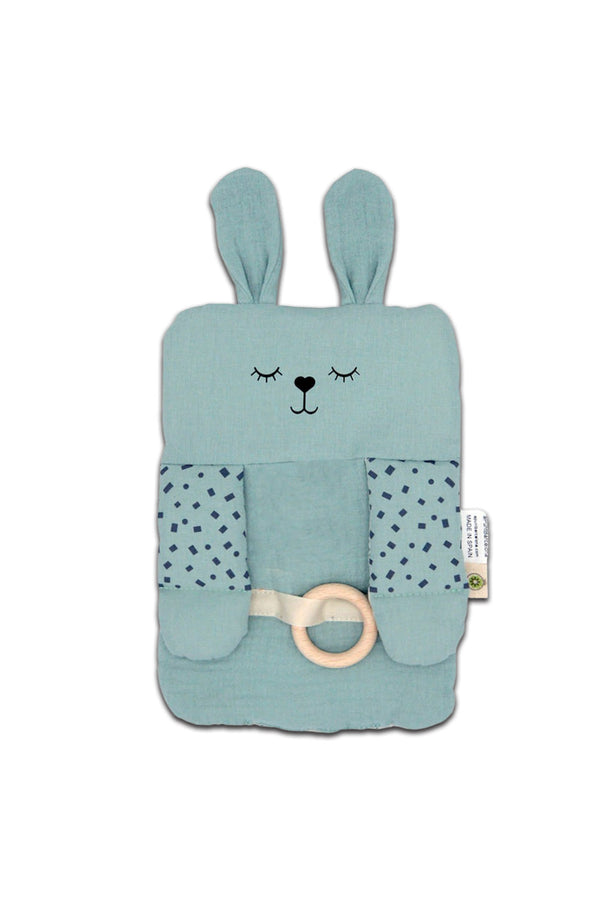 Jeu d'éveil bébé pour cadeau de naissance original - aPunt Barcelona - Jeu d'éveil Sensoriel Lapin Bleu en coton bio - Photo 1