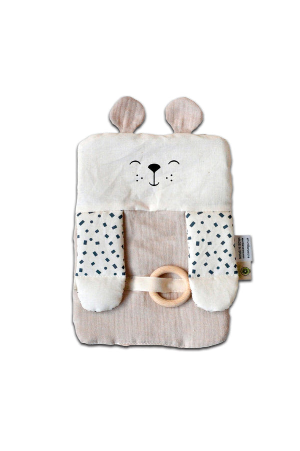 Jeu d'éveil bébé pour cadeau de naissance original - aPunt Barcelona - Jeu d'éveil Sensoriel Ours Blanc en coton bio - Photo 1