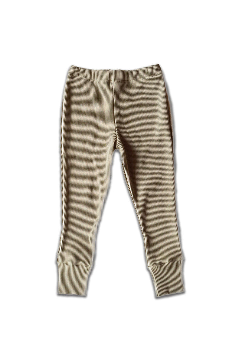 Pantalon Bébé en Coton Bio -  Minabulle  -  Pantalon Alba Jersey Côtelé Kaki- Photo 1