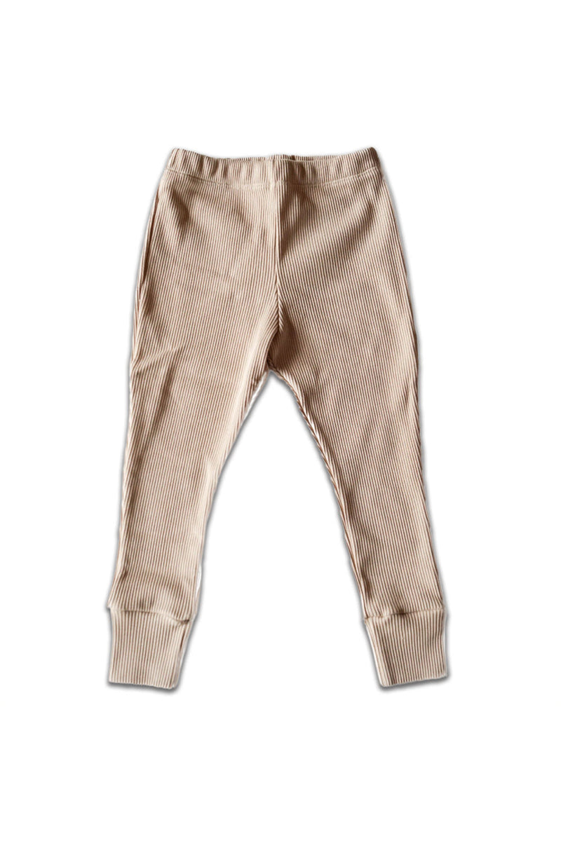 Pantalon Bébé en Coton Bio -  Minabulle  -  Pantalon Alba Jersey Côtelé Latte- Photo 1