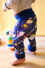 Pantalon Bébé en Coton Bio -  Petites Menottes  -  Pantalon Evolutif Childhood Bleu - Photo 3