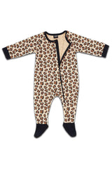Pyjama bébé pour cadeau de naissance original - Yazah - Pyjama Jaguar Marron en coton bio - Photo 1