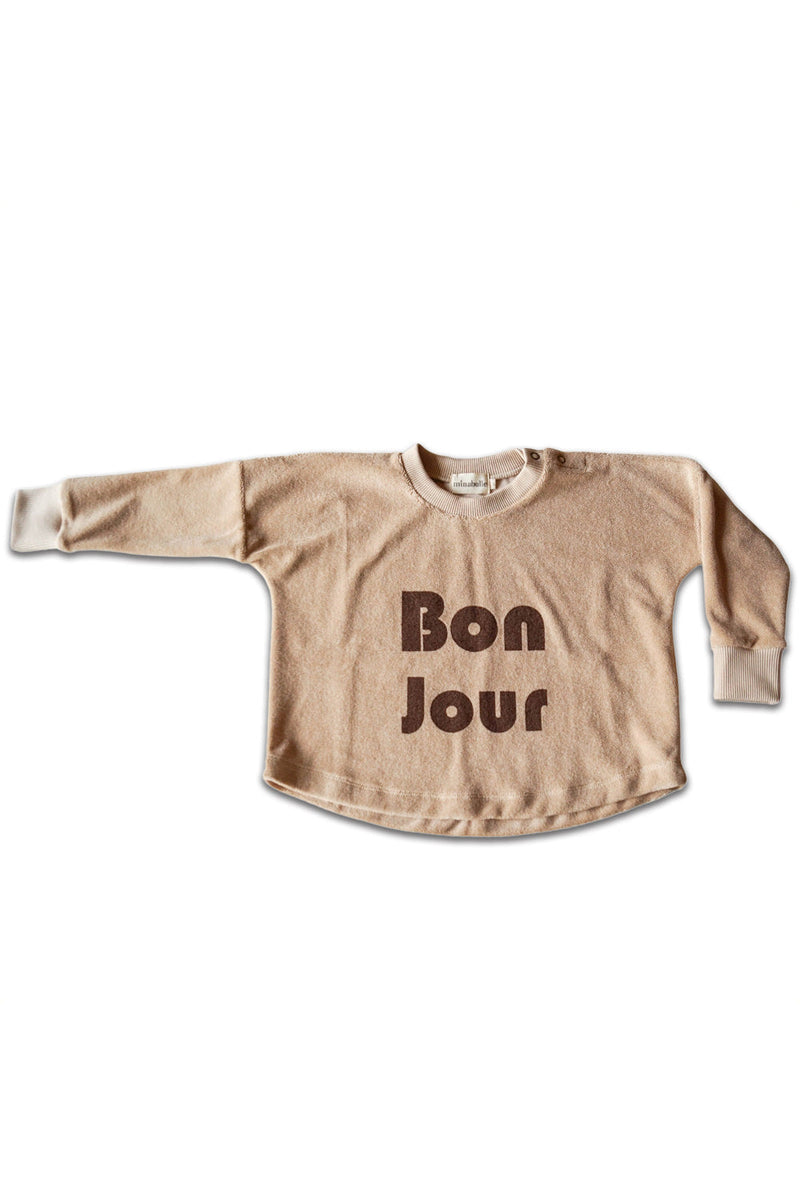 Sweat Bébé en Coton Bio -  Minabulle  -  Sweat Jude Eponge Latte- Photo 1